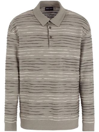 Giorgio Armani striped linen-blend polo shirt - men - Linen/Flax/Cotton/Viscose - 48 - Neutrals