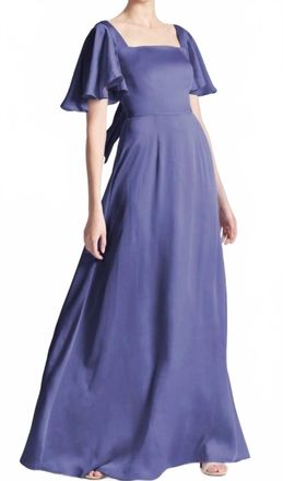 Sachin & Babi Aurora Flutter Sleeve Gown In Deep Cobalt
