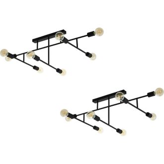 Loops 2 PACK Wall Flush 8 Ceiling Light Colour Black Geometric Design E27 8x40W