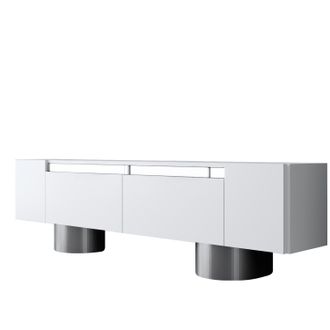 Asir Group LLC Mueble Tv, Mesa Tv, Mueble Bajo. Stand Blanco Plata