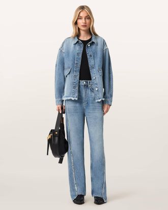 AllSaints Frankie Loose Fit Stud Denim Jeans