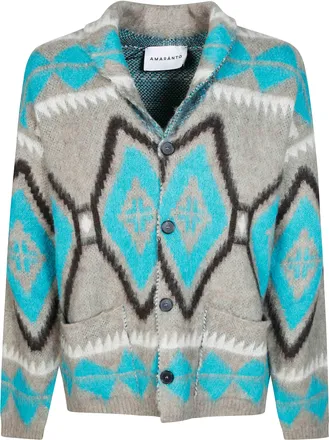 Amaranto Geometric Patterned Buttoned Cardigan
