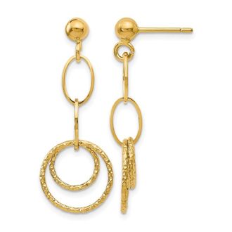 Diamond2Deal 14K Yellow Gold Circle Drop Dangle Earrings