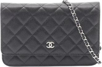 Chanel Pre-owned Matelasse Grained Calf Shoulder Bag - Dames - Vintage Mini Tas - Zwart - ONE Size - Leer - Vintage