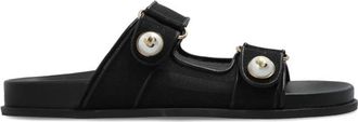 Jimmy Choo London Fayence slides - Dames - Sandalen - Zwart - 41 EU - Leer - Schoenen