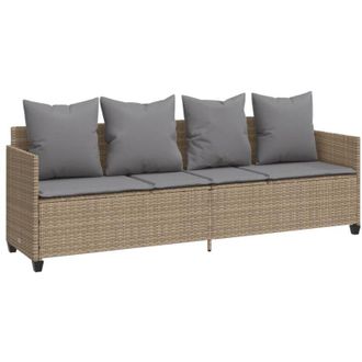 vidaXL Vidaxl - Lettino Prendisole con Cuscini Beige in Polyrattan