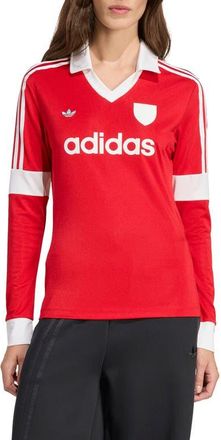 adidas Graphic Long Sleeve Football Jersey in Better Scarlet at Nordstrom, Size X-Small
