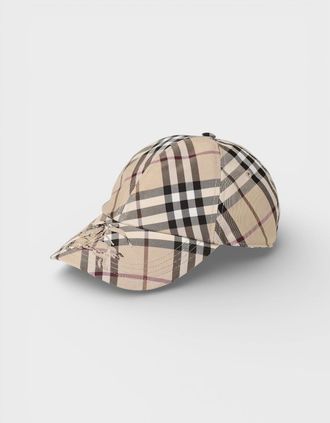 Burberry Womens Burberry ESS Check Baseball Cap Alabaster Checked Beige - Size: L