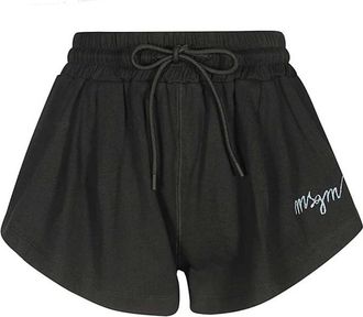 Msgm Katoenen Elastische Taille Shorts - Dames - Bermuda - Zwart - 2XS - Katoen - Korte Broeken