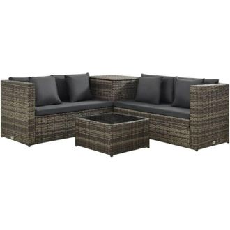 vidaXL Vidaxl - Set Divani da Giardino 4 pz con Cuscini in Polyrattan Grigio