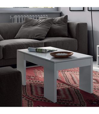 F.R.S. Frs - Mesa Centro Elevable Lijar En Blanco Brillo 43-55 Cm(alto)100 Cm(ancho)50 Cm(largo)
