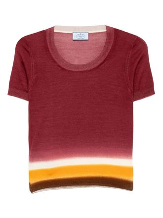Prada Dégradé top - women - Elastane/Wool - 38 - Red