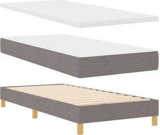 vidaXL Cama Con Somier Y Colch&oacute;n Crema 90x200 Cm Fabric Taup&eacute; Vidaxl