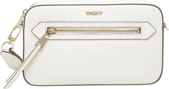 DKNY Logo-Lettering Cross Body Bag - Dames - Schoudertassen - Beige - ONE Size - Leer - Tassen
