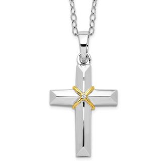 Diamond2Deal Sterling Silver CZ Accent Cross Ash Holder Necklace 18