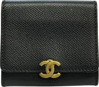 Chanel Black Leather Wallet (Bi-Fold) (Pre-Owned)