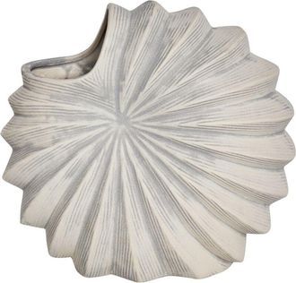 Beliani Beliani - Jarr&oacute;n Florero Decoraci&oacute;n Del Hogar Gres Impermeable Efecto Desgastado Blanco Scup