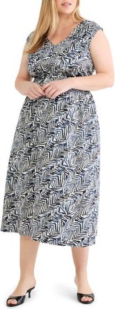 Nic+Zoe Dierdre Inked Lines Midi Dress in Indigo Multi at Nordstrom, Size 2 X