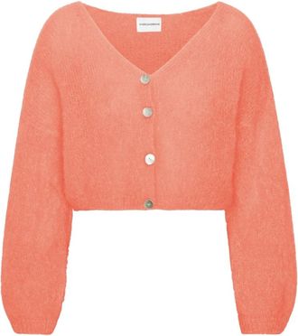 Americandreams Cornelia Cropped Cardigan - Dames - Vesten - Oranje - M - Wol - Truien & Vesten