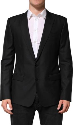 Dolce & Gabbana Mens Black Wool Single Breasted Jacket Blazer Virgin Silk Clothing
