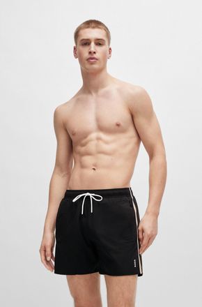 HUGO BOSS Badeshorts BOSS Iconic, Herren, Gr. XXL, N-Gr, schwarz (schwarz 001), Microfaser, Polyester, unifarben, Badehosen Badeshorts, mit Ges&auml;sstasche
