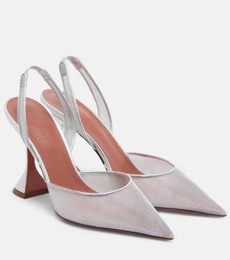 Amina Muaddi Holli mesh slingback pumps