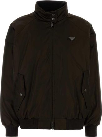 Prada Dark Brown Mock Collar Jacket