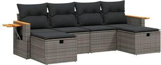 vidaXL Vidaxl - Set De Muebles De Jard&iacute;n 6 Pzas Y Cojines Rat&aacute;n Sint&eacute;tico Gris