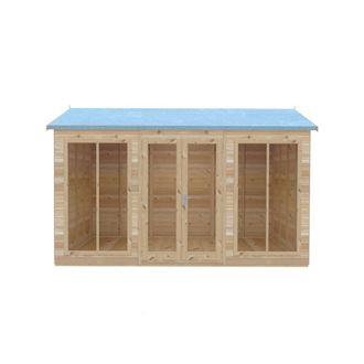 Shires Mayfield 12 x 8 Summerhouse - Wood - L239 x W357 x H2229 cm in Light Brown