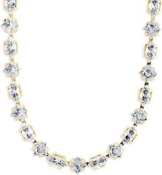 Sterling Forever Geo Cubic Zirconia Tennis Necklace in Gold at Nordstrom