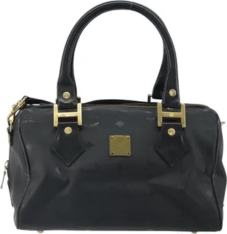 MCM Visetos Logogramme Canvas And Leather Black Canvas Handbag (Pre-Owned)