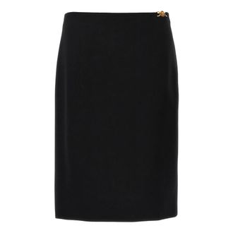 Versace Tailored Stretch Wool Midi Skirt - Dames - Rokken - Zwart - Maat: M Wol