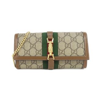 Gucci Beige Brown Gg Supreme Chain/Shoulder Wallet (Pre-Owned)