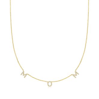 Ross-Simons Diamond Mom Station Necklace in 18kt Gold Over Sterling