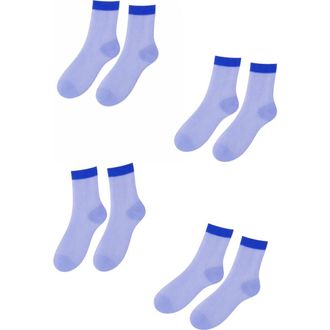 Lechery 6-Pack Glossy Sheer Fashion Knee-Highs in Blue at Nordstrom