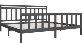 vidaXL 3100980 Bed Frame without Mattress Grey Solid Wood 200x200 cm (810104+814116) vidaXL