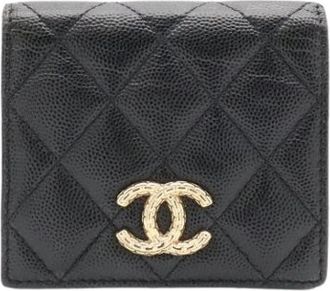 Chanel Pre-owned Portemonnee (bi-fold) - Dames - Vintage Accessoires - Zwart - ONE Size - Leer - Vintage