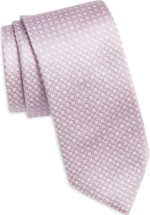 BOSS Grid Silk Blend Tie in Open Purple at Nordstrom