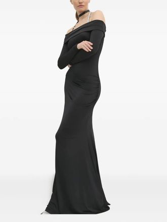 Chiara Ferragni off-the-shoulder long-sleeve maxi dress - women - Polyester/Elastane - 38 - Black