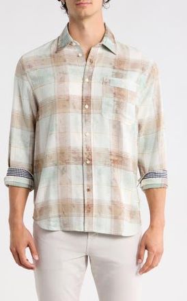 Scotch & Soda Relaxed Fit Washed Check Button-Up Shirt in Tahitian Teal Check at Nordstrom Rack, Size Xx-Large