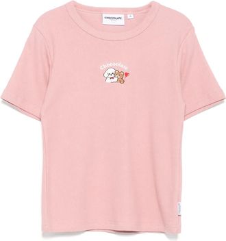 Chocoolate logo-embroidered T-shirt - women - Spandex/Elastane/Cotton - S - Pink