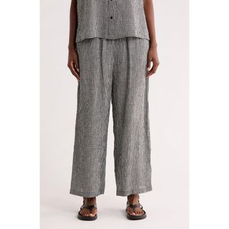 Eileen Fisher Gingham Wide Leg Organic Cotton Pants in Black/White at Nordstrom Rack, Size Xx-Small