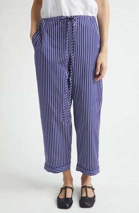 Nackiy&eacute; Life Is a Beach Stripe Crop Poplin Pajama Pants in Sailor Stripe at Nordstrom, Size 2 Us