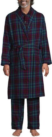 Lands End Flannel 3 Piece Pajama Set in Navy Multi Plaid at Nordstrom, Size Medium