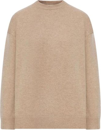 Max Mara Truien & Vesten, Dames, Beige, XS, Ottavo Trui met Ronde Hals