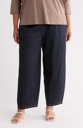 Eileen Fisher Organic Cotton Stretch Ankle Lantern Pants in Dark Wash at Nordstrom, Size 1X