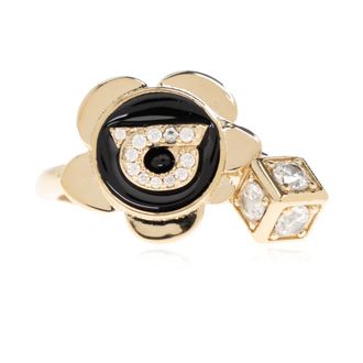 Ferragamo Accessoires, Dames, Geel, 54 MM, Leer, Ring met een fonkelend kristal