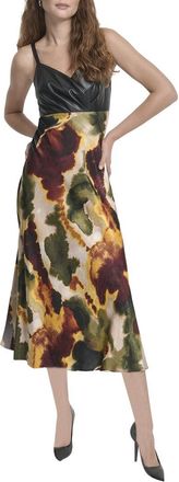 DKNY Mix Media Printed Midi Dress