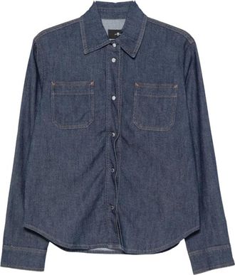 7 For All Mankind Utility Shirt - Dames - Spijkeroverhemden - Blauw - S - Denim - Overhemden