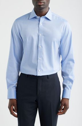 Hickey Freeman Modern Fit Pima Cotton Dress Shirt in Blue at Nordstrom, Size 15.5 - 34